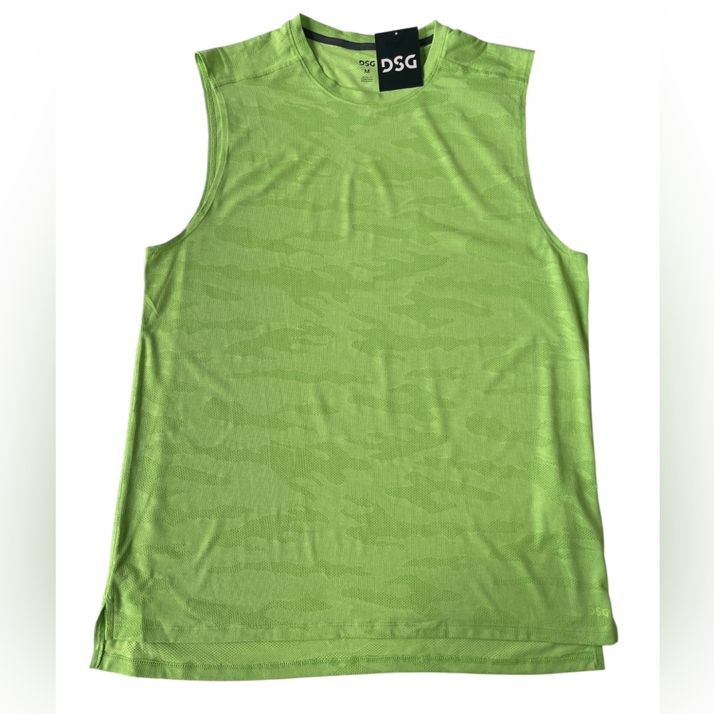 DSG Mesh Camo Tank Men's Medium Lime Green Sleeveless Moisture Wicking NWT